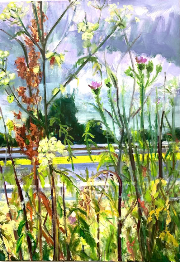Grünstreifen, A 61 70 x 50 cm, Öl auf leinwand